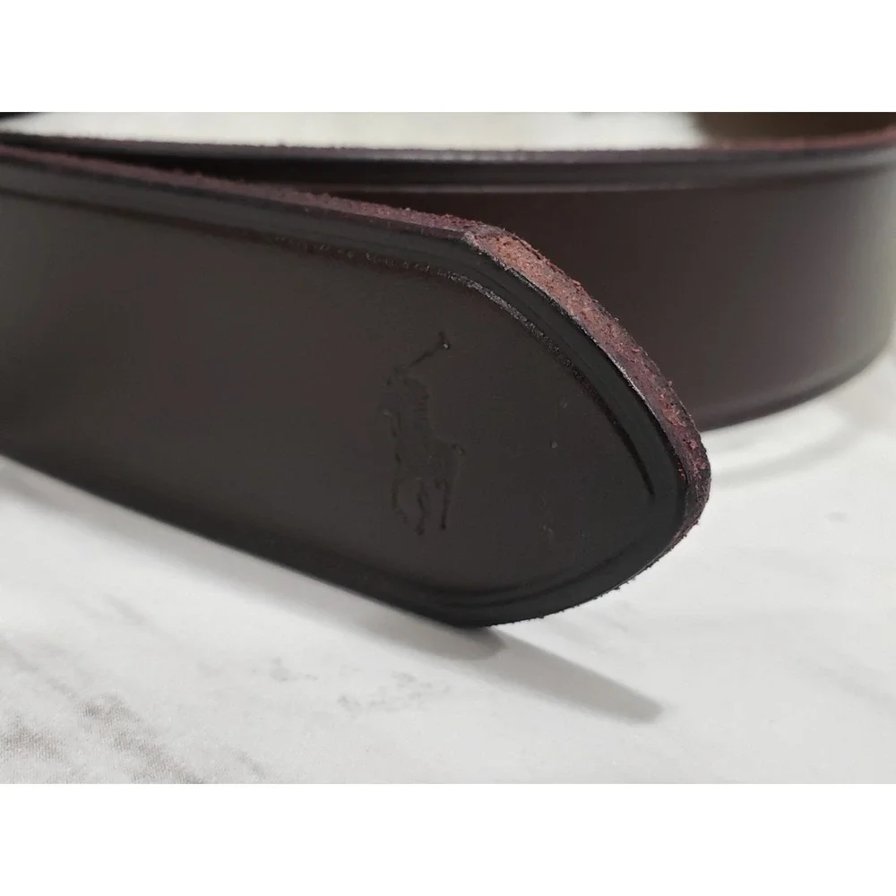 MEN'S POLO RALPH LAUREN DARK BROWN‎ GENUINE LEATHER BELT SIZE 38 SMOOTH PREPPY